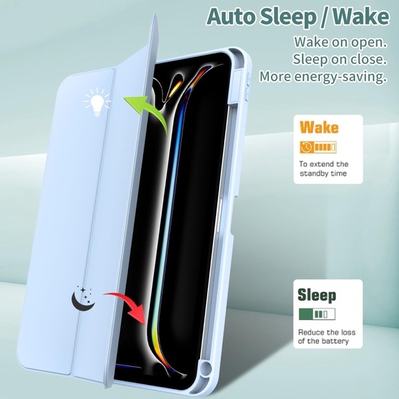 ✨BNWT - Apple iPad Pro 11” Case 2024 (M4, 5th Gen) Pencil Holder - Light Blue✨ - Picture 2 of 8